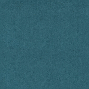 Teal fabric texture sample, plush novabuk material, uniform matte finish, studio shot with label detailing manufacturer and fabric code.